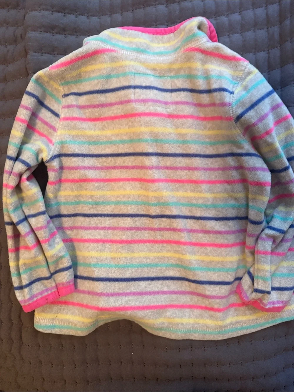 OshKosh B'gosh Girls' Striped Quarter-Zip Pullover - Pink, Blue & Yellow